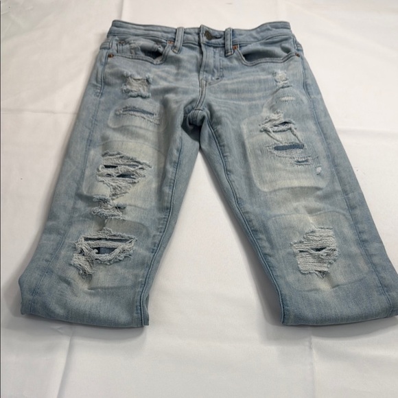 American Eagle Outfitters Blue Skinny Distressed Jeans - Picture 5 of 7